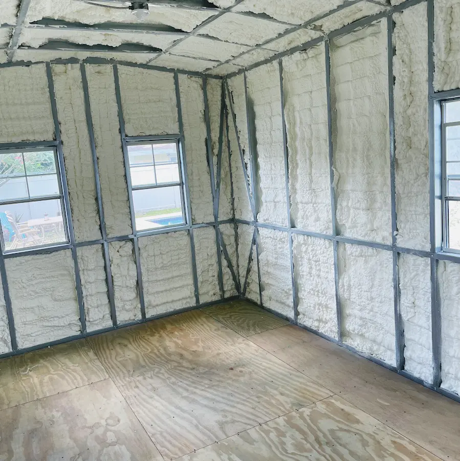 Closed-cell spray foam insulation applied to wall cavities in a residential project in LaGrange
